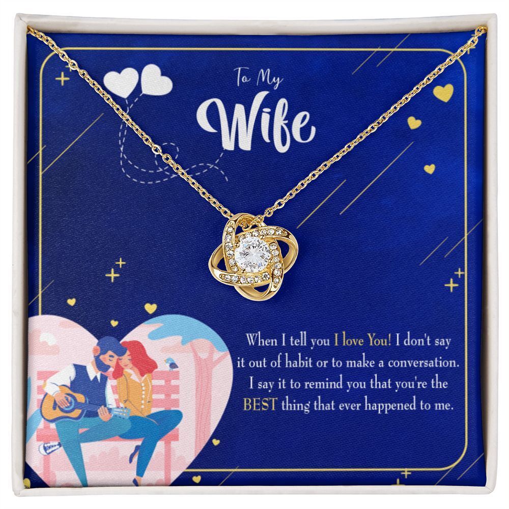 Wife Best Thing Happened Infinity Knot Cz Necklace Gold Tone Standard Box